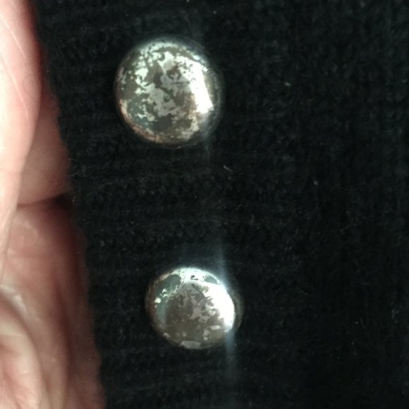 Yves Saint Laurent Cashmere V-neck with distressed silver studs. - Picture 7 of 7